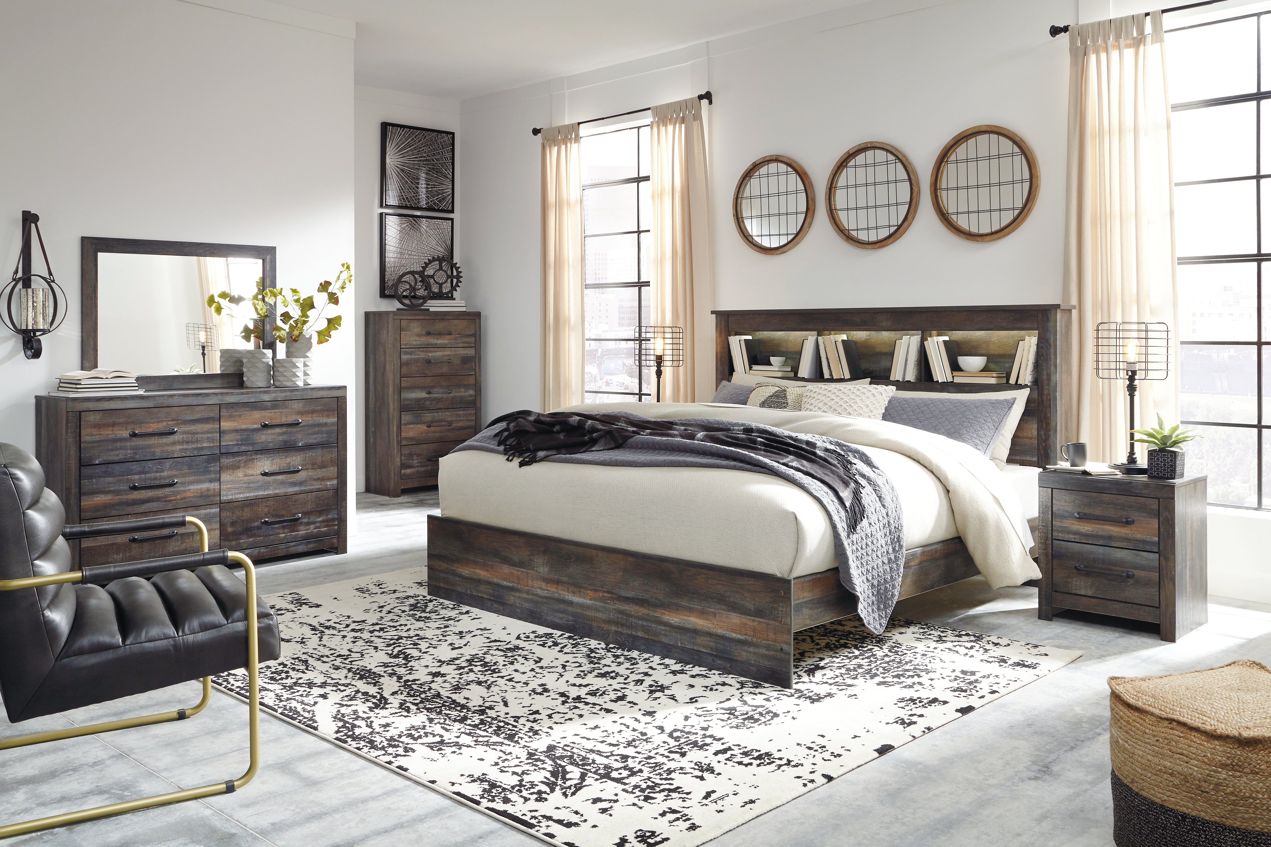 Furniture City Laplace - Ashley Furniture - Drystan Bedroom - King Bookcase Bed / Multi - B211B53