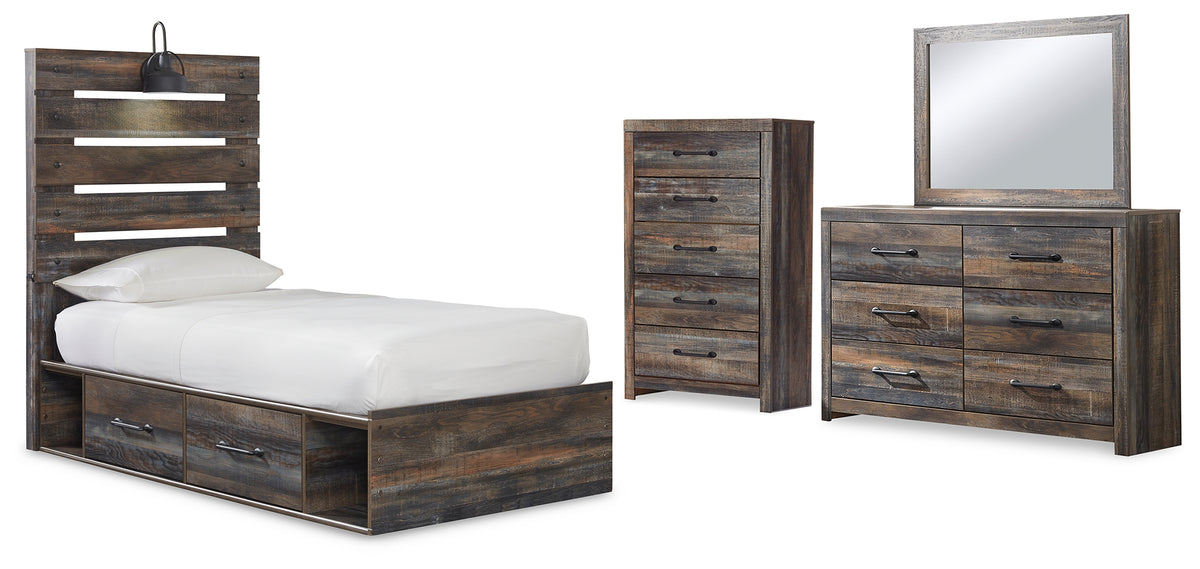 Furniture City Laplace - Ashley Furniture - Drystan Twin Panel Bed with Storage, Dresser, Mirror and Chest - Twin Panel Bed with Storage, Dresser, Mirror and Chest - B211B85