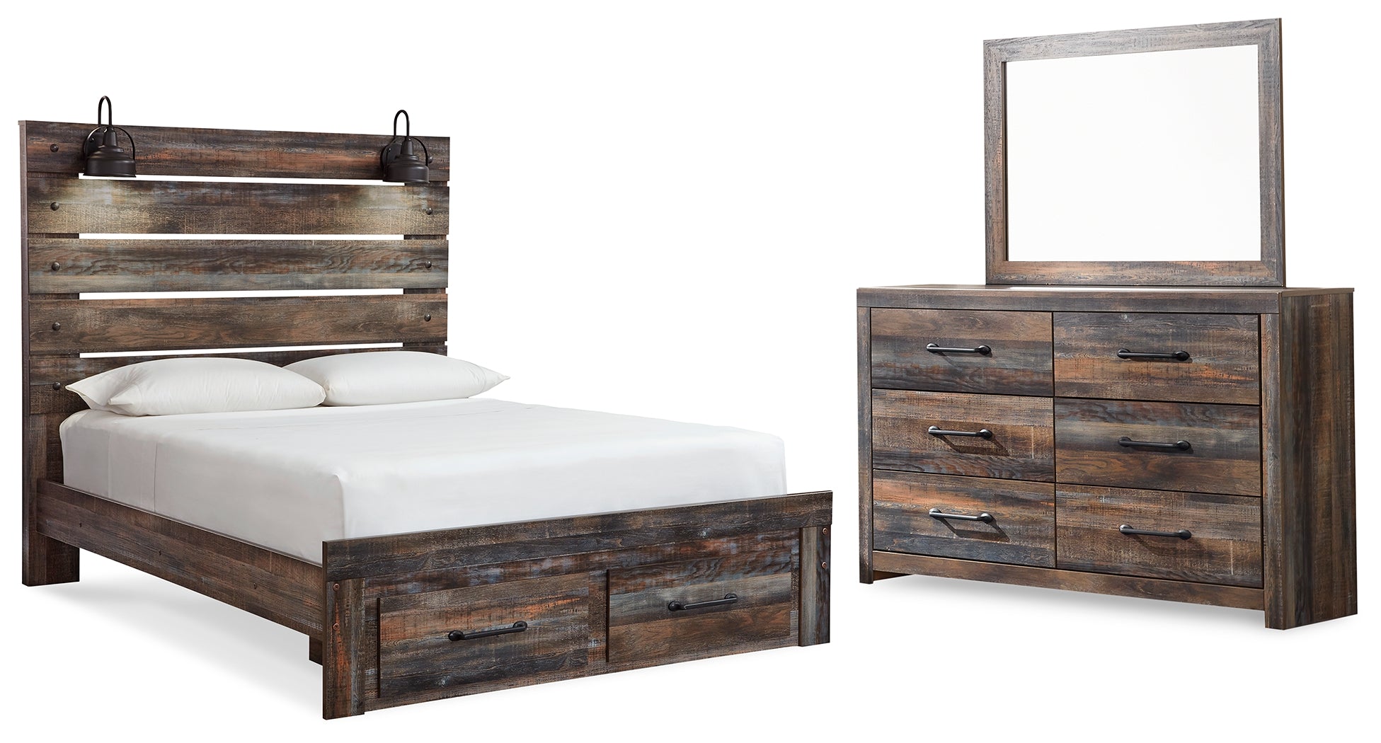 Furniture City Laplace - Ashley Furniture - Drystan Queen Panel Storage Bed, Dresser and Mirror - Queen Panel Storage Bed, Dresser and Mirror - B211B63