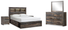 Furniture City Laplace - Ashley Furniture - Drystan Queen Bookcase Storage Bed, Dresser, Mirror and 2 Nightstands - Queen Bookcase Storage Bed, Dresser, Mirror and 2 Nightstands - B211B19