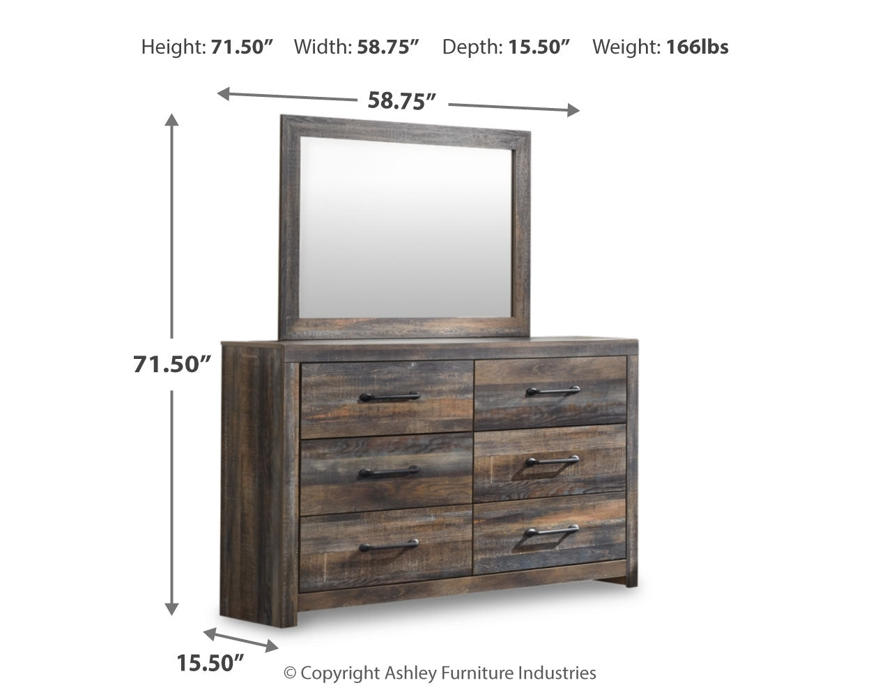 Furniture City Laplace - Ashley Furniture - Drystan Bedroom - Dresser and Mirror / Multi - B211B1