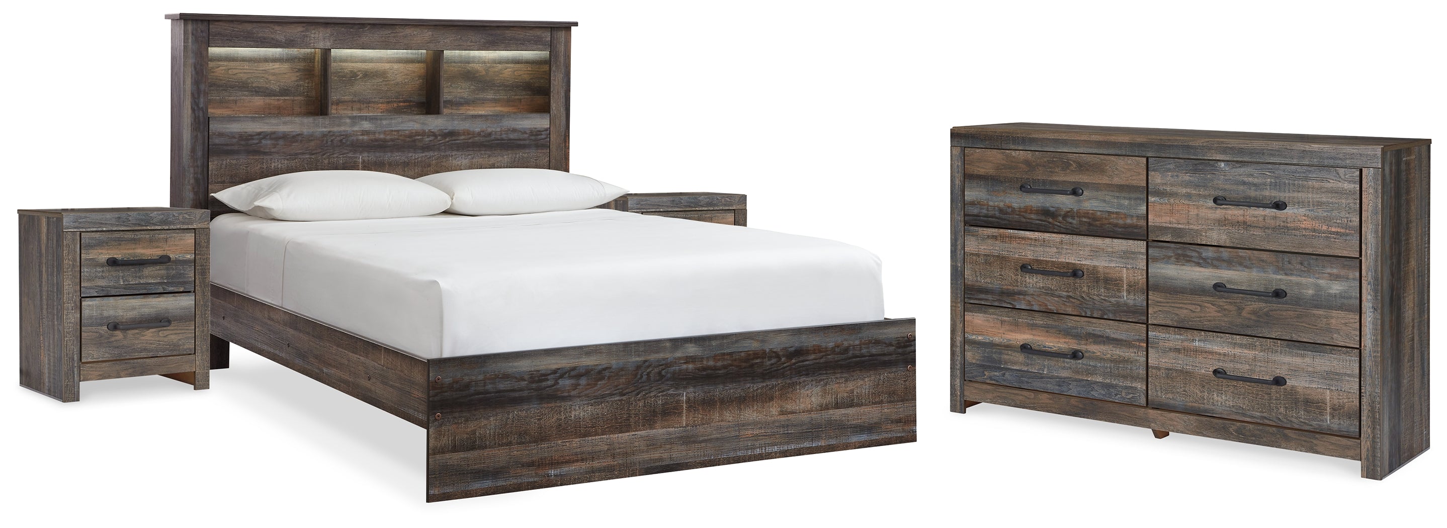 Furniture City Laplace - Ashley Furniture - Drystan Queen Bookcase Bed, Dresser and 2 Nightstands - Queen Bookcase Bed, Dresser and 2 Nightstands - B211B87