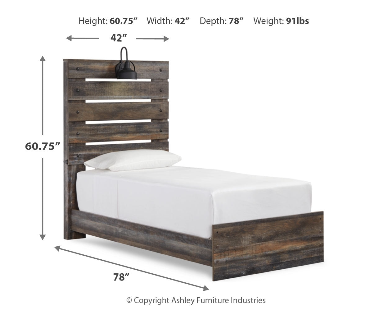 Furniture City Laplace - Ashley Furniture - Drystan Bedroom - Twin Panel Bed / Multi - B211B2