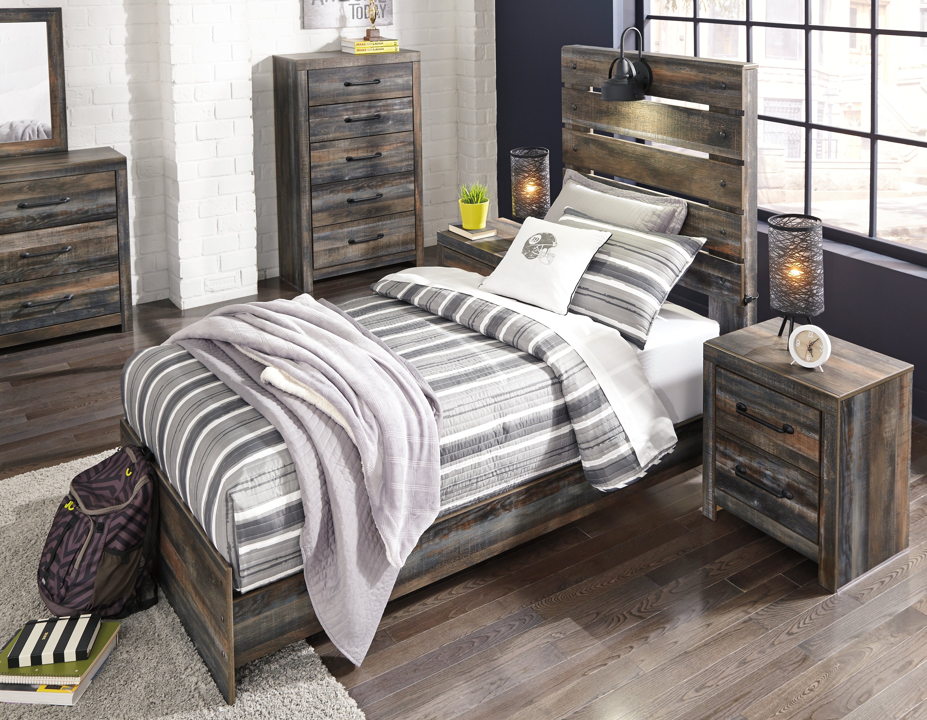 Furniture City Laplace - Ashley Furniture - Drystan Bedroom - Twin Panel Bed / Multi - B211B2
