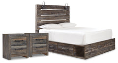 Furniture City Laplace - Ashley Furniture - Drystan Queen Panel Storage Bed and 2 Nightstands - Queen Panel Storage Bed and 2 Nightstands - B211B89