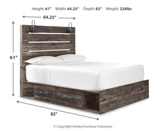 Furniture City Laplace - Ashley Furniture - Drystan Bedroom - Queen Panel Bed with 2 Storage Drawers / Multi - B211B10
