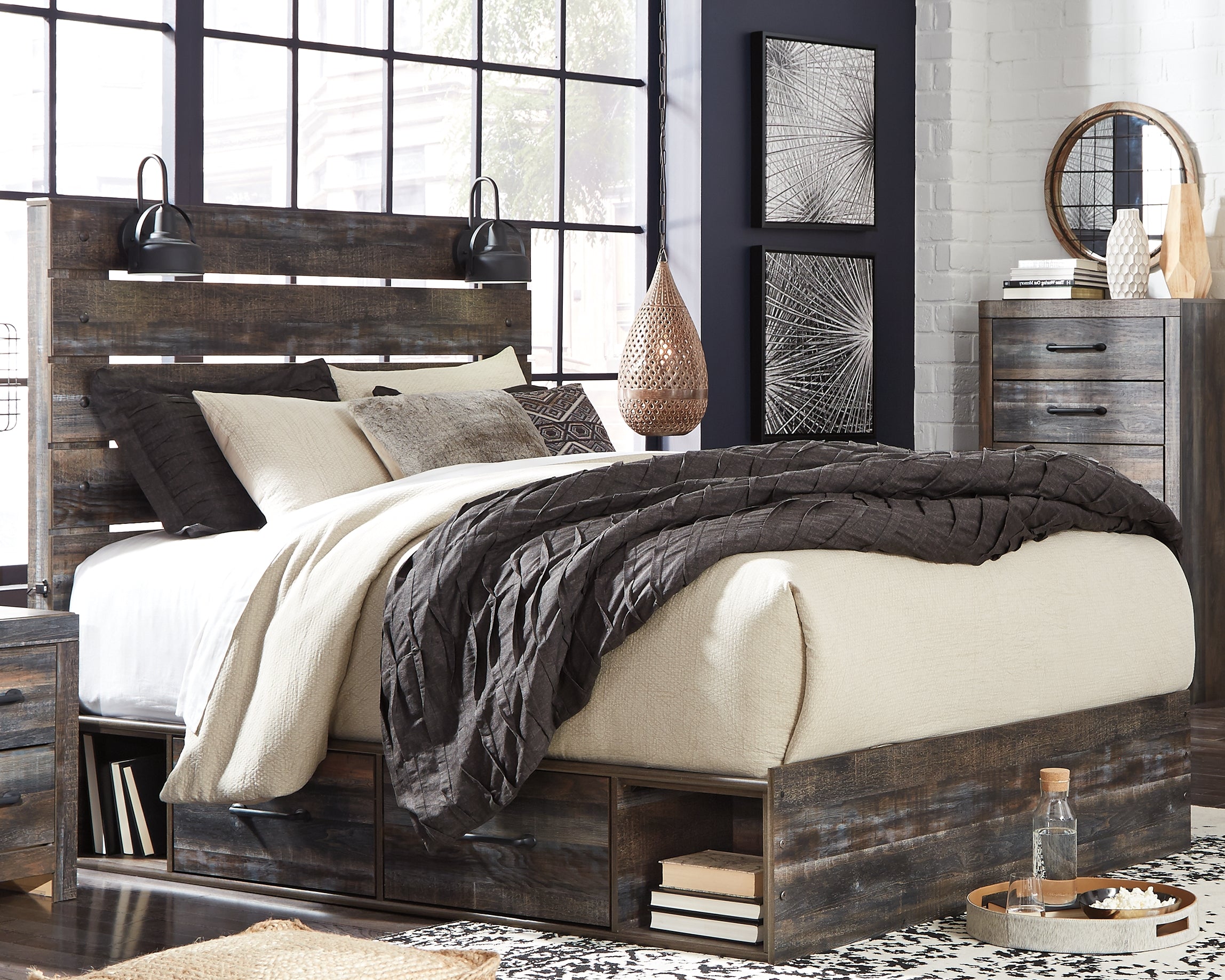 Furniture City Laplace - Ashley Furniture - Drystan Bedroom - Queen Panel Bed with 4 Storage Drawers - B211B13