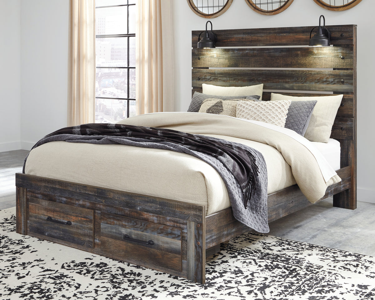 Furniture City Laplace - Ashley Furniture - Drystan Queen Panel Bed with 2 Storage Drawers - Queen Panel Bed with 2 Storage Drawers - B211B29