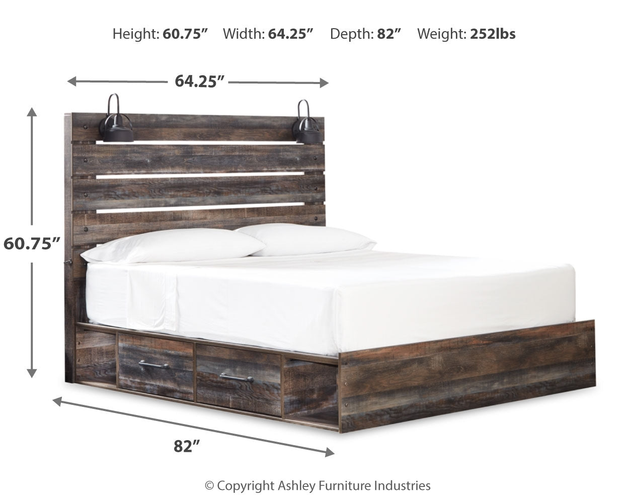 Furniture City Laplace - Ashley Furniture - Drystan Bedroom - King Panel Bed with 2 Storage Drawers / Multi - B211B15
