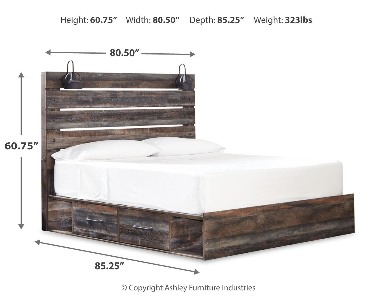 Furniture City Laplace - Ashley Furniture - Drystan Bedroom - King Panel Bed with 4 Storage Drawers / Multi - B211B54