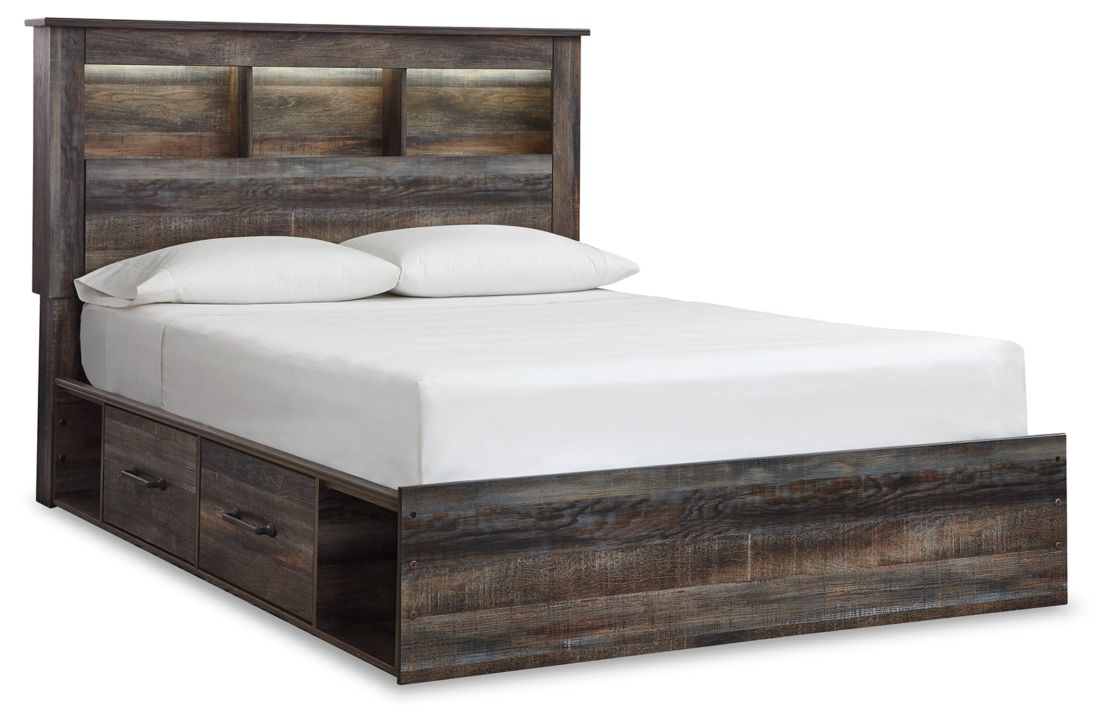 Furniture City Laplace - Ashley Furniture - Drystan Bedroom - Queen Bookcase Bed with 4 Storage Drawers / Multi - B211B18