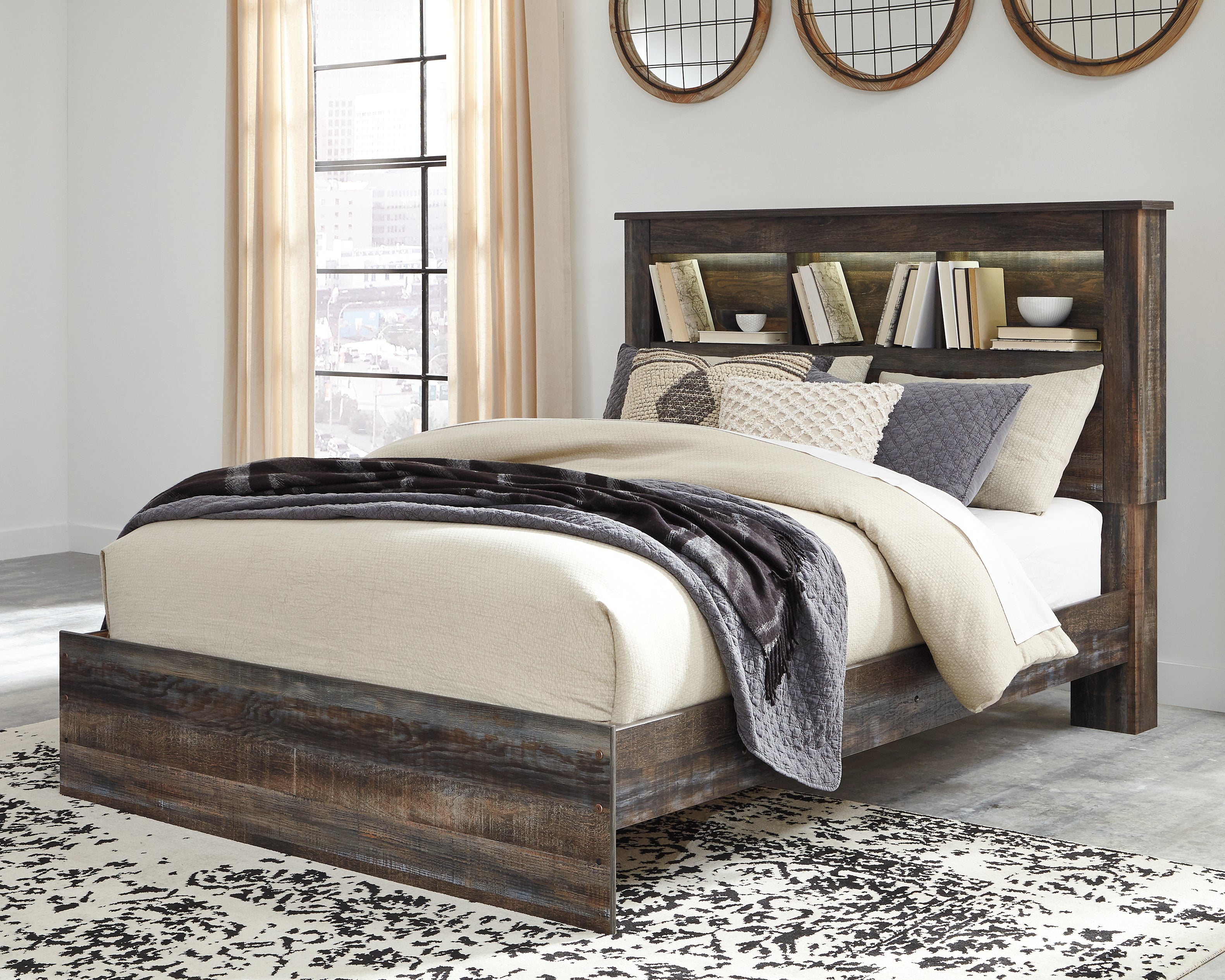 Furniture City Laplace - Ashley Furniture - Drystan Bedroom - Queen Bookcase Bed / Multi - B211B16