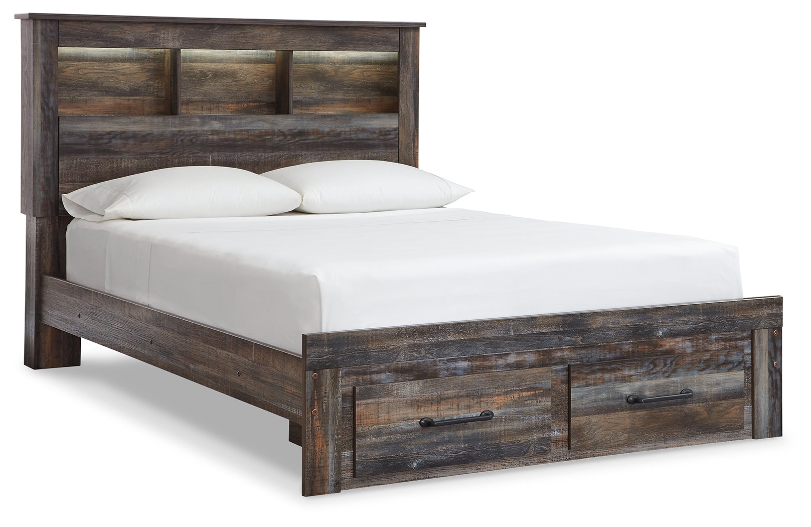 Furniture City Laplace - Ashley Furniture - Drystan Bedroom - Queen Bookcase Bed with 2 Storage Drawers / Multi - B211B23