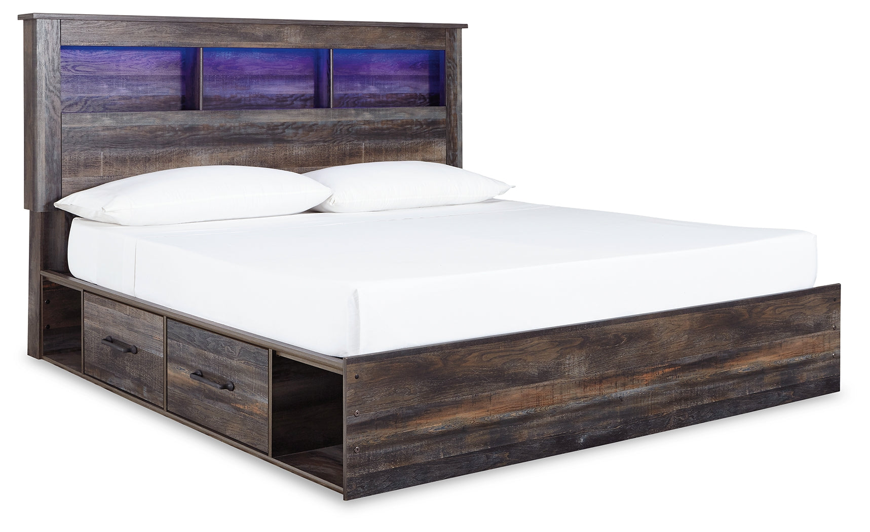 Furniture City Laplace - Ashley Furniture - Drystan Bedroom - King Bookcase Bed with 4 Storage Drawers / Multi - B211B52