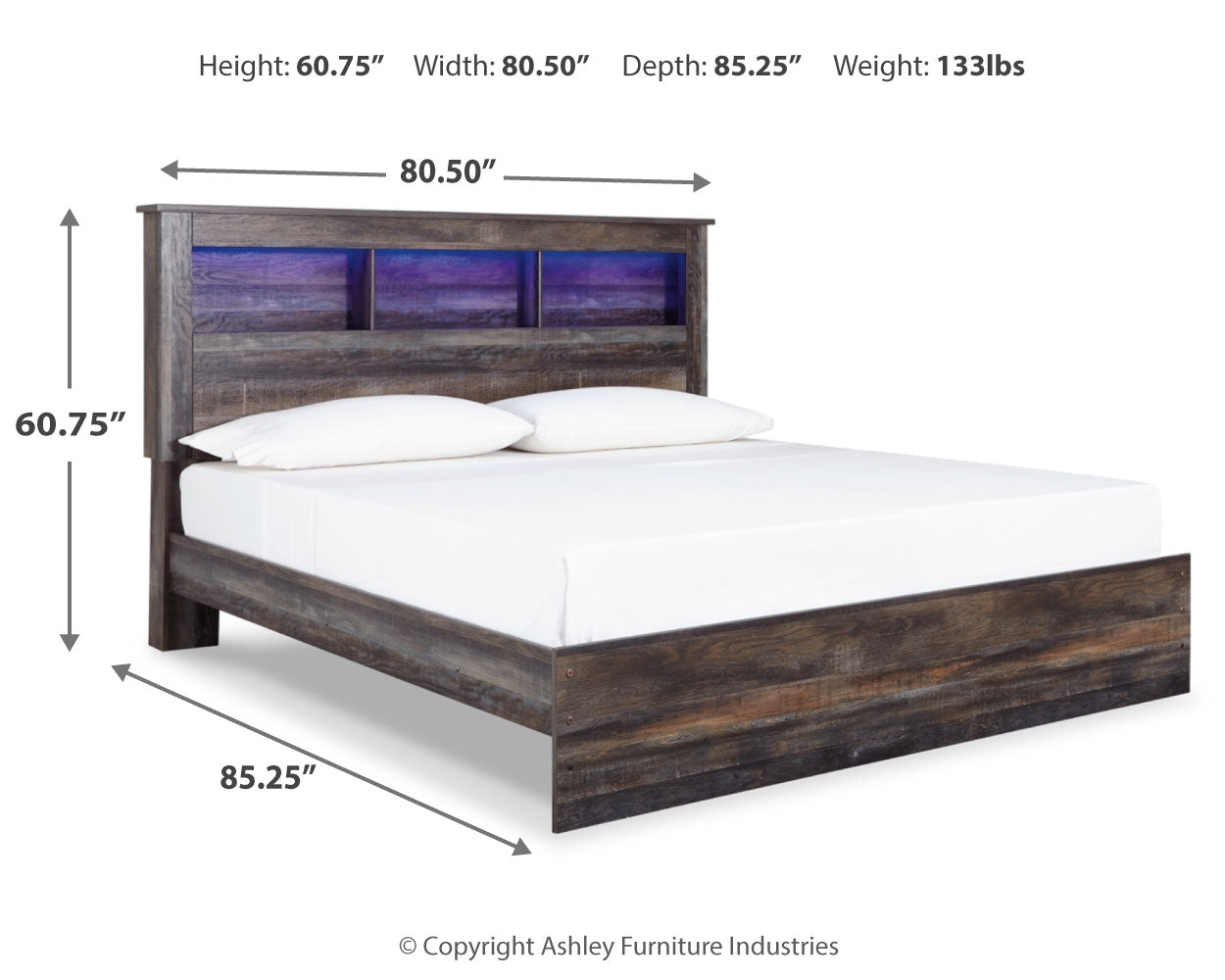 Furniture City Laplace - Ashley Furniture - Drystan Bedroom - King Bookcase Bed / Multi - B211B53