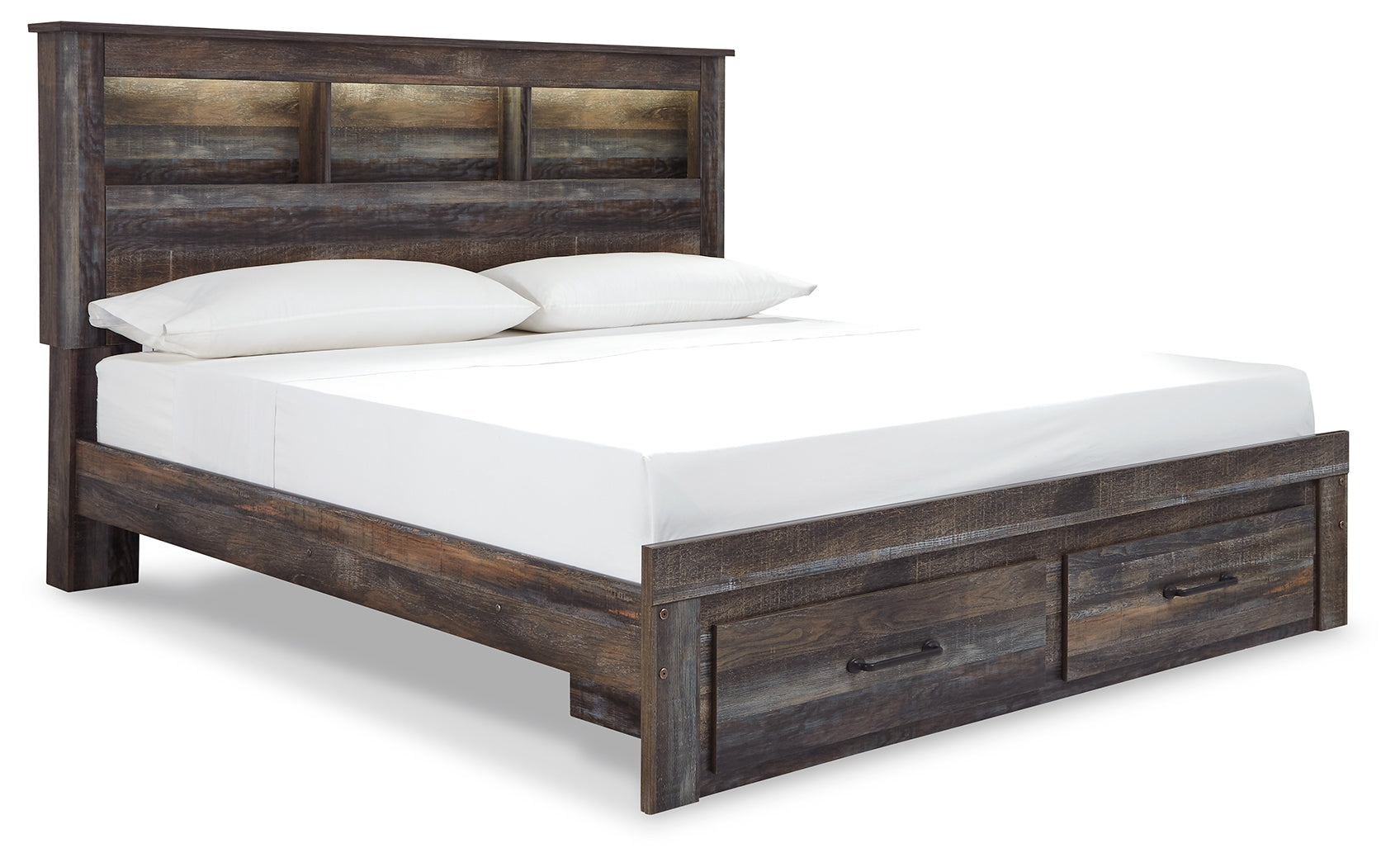 Furniture City Laplace - Ashley Furniture - Drystan Bedroom - King Bookcase Bed with 2 Storage Drawers / Multi - B211B27