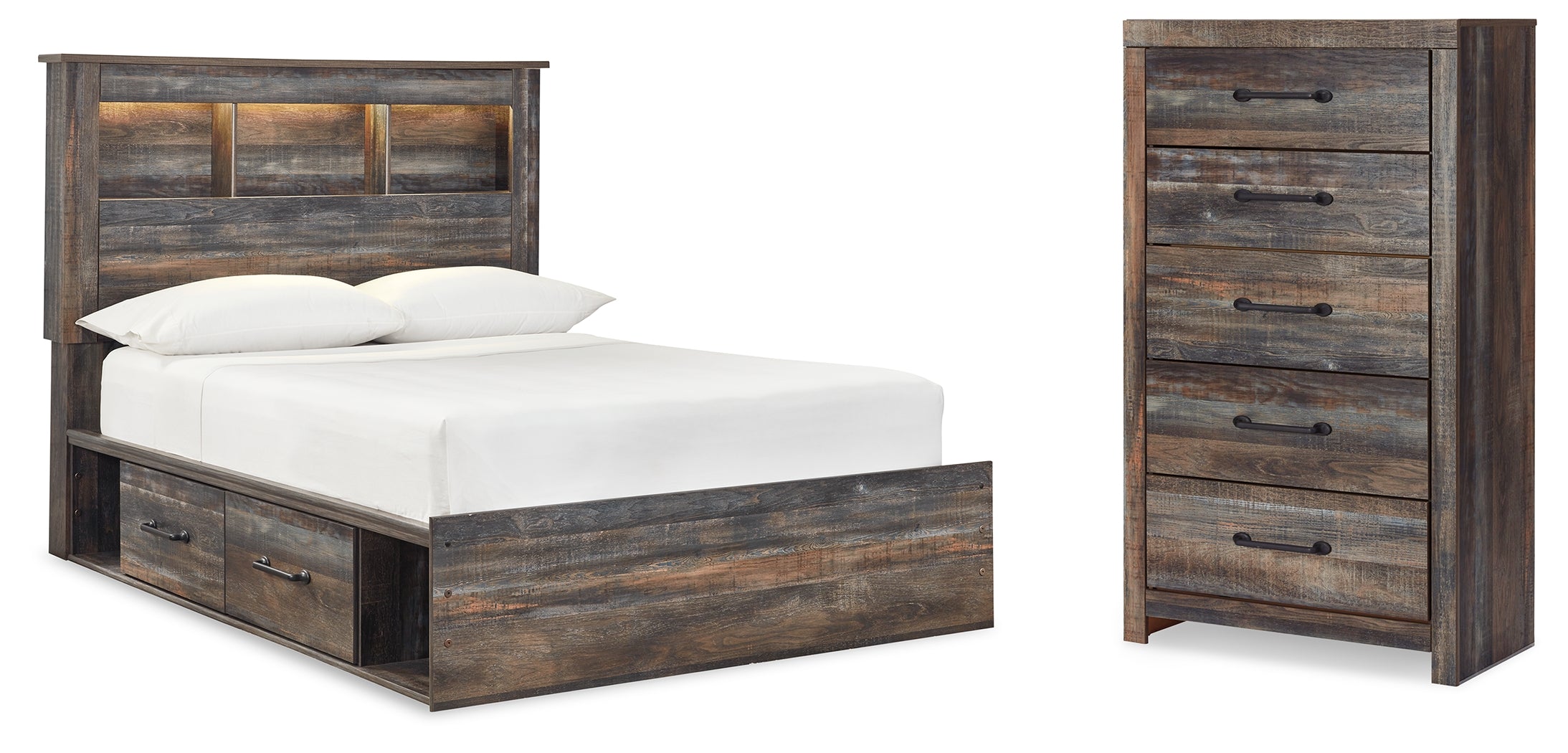 Furniture City Laplace - Ashley Furniture - Drystan Full Bookcase Storage Bed and Chest - Full Bookcase Storage Bed and Chest - B211B88