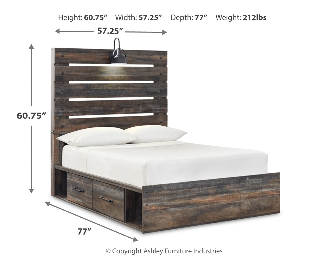 Furniture City Laplace - Ashley Furniture - Drystan Bedroom - Full Panel Bed with 2 Storage Drawers / Multi - B211B9