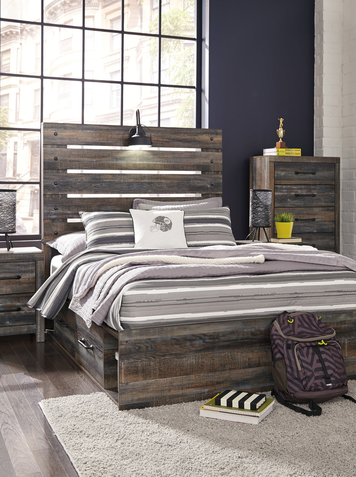 Furniture City Laplace - Ashley Furniture - Drystan Full Panel Bed with 4 Storage Drawers - Full Panel Bed with 4 Storage Drawers - B211B12