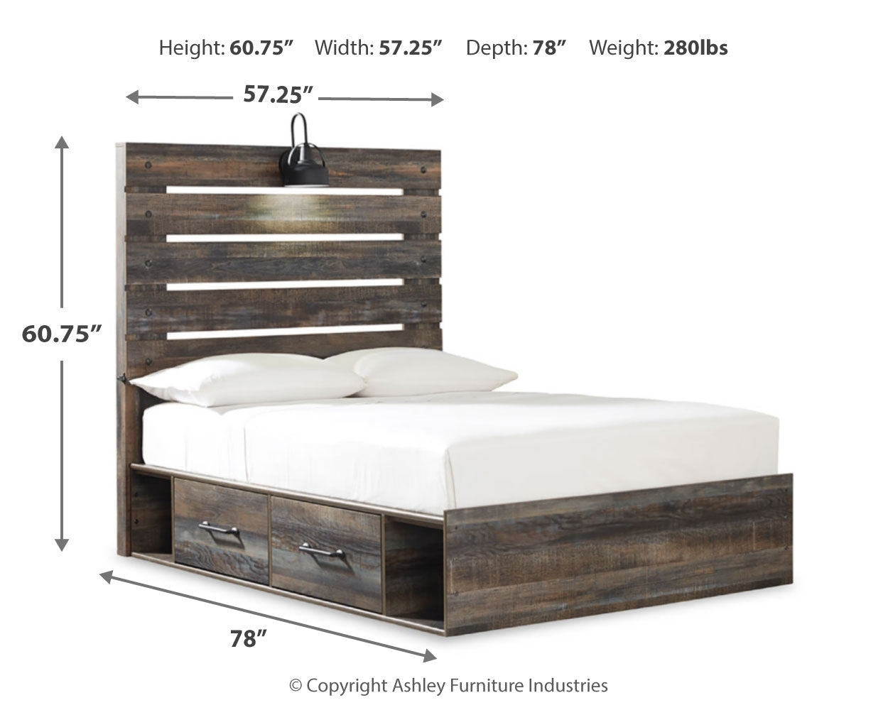 Furniture City Laplace - Ashley Furniture - Drystan Bedroom - Full Panel Bed with 4 Storage Drawers / Multi - B211B12