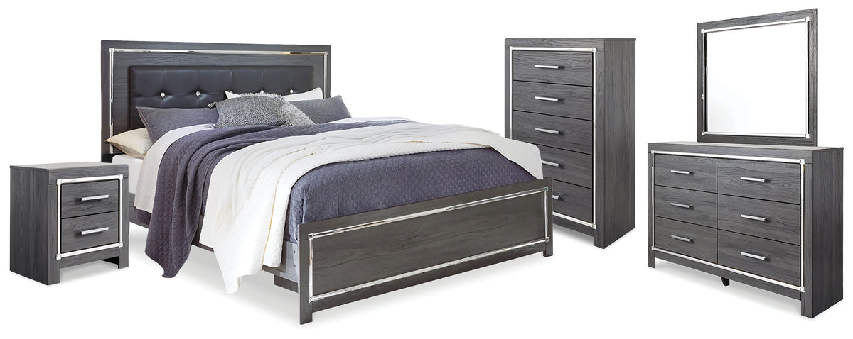 Furniture City Laplace - Ashley Furniture - Lodanna King Upholstered Panel Bed, Dresser, Mirror, Chest and Nightstand - King Upholstered Panel Bed, Dresser, Mirror, Chest and Nightstand - B214B26