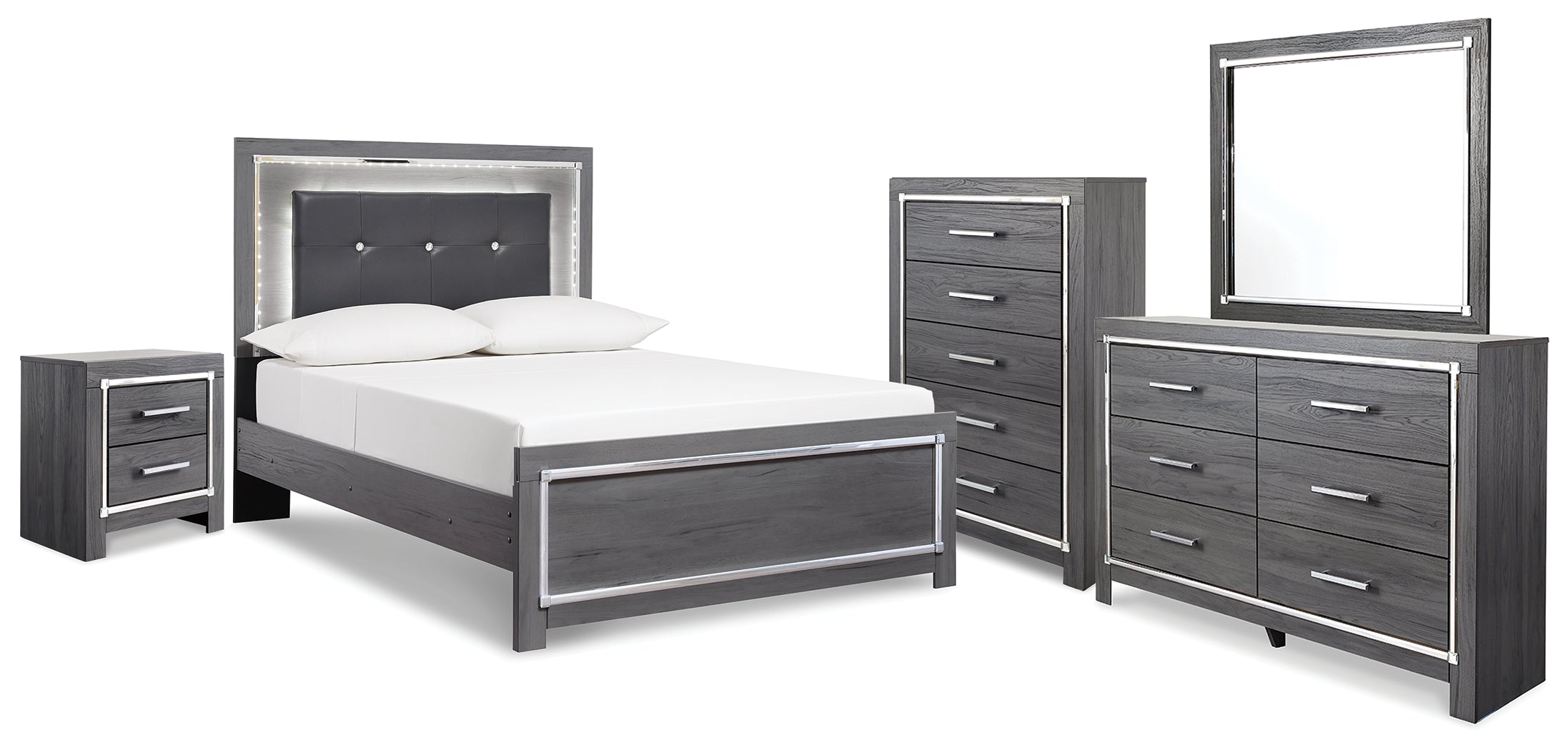 Furniture City Laplace - Ashley Furniture - Lodanna Full Panel Bed, Dresser, Mirror, Chest and Nightstand - Full Panel Bed, Dresser, Mirror, Chest and Nightstand - B214B51