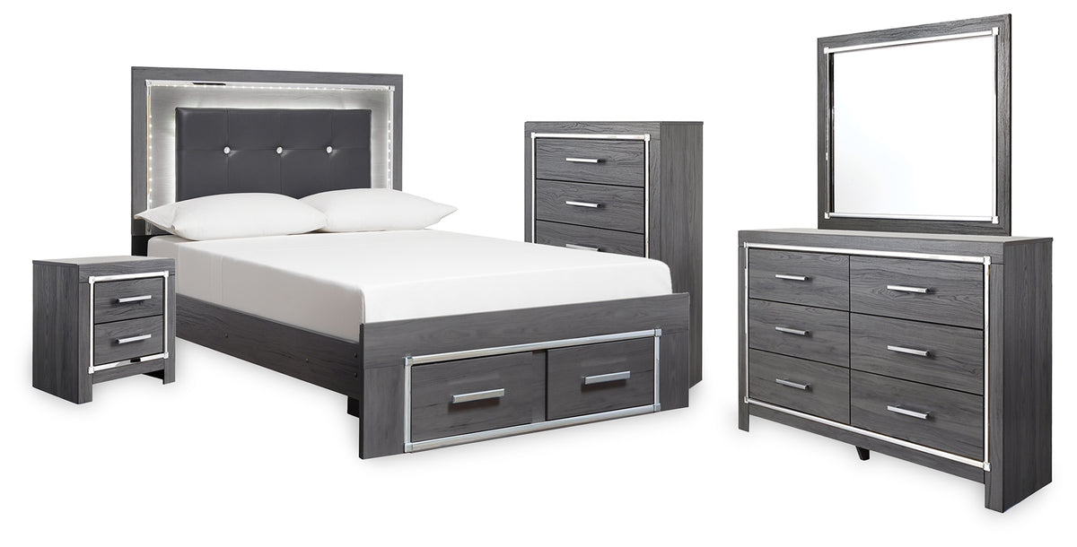 Furniture City Laplace - Ashley Furniture - Lodanna Full Storage Bed, Dresser, Mirror, Chest and Nightstand - Full Storage Bed, Dresser, Mirror, Chest and Nightstand - B214B59