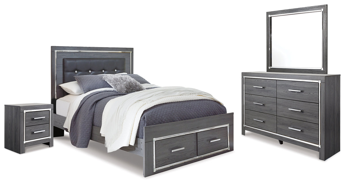 Furniture City Laplace - Ashley Furniture - Lodanna Queen Panel Storage Bed with Mirrored Dresser and Nightstand - Queen Panel Storage Bed with Mirrored Dresser and Nightstand - B214B16