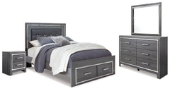 Furniture City Laplace - Ashley Furniture - Lodanna Queen Panel Storage Bed with Mirrored Dresser and Nightstand - Queen Panel Storage Bed with Mirrored Dresser and Nightstand - B214B16