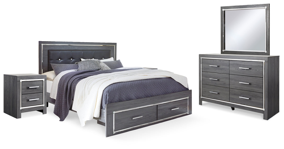 Furniture City Laplace - Ashley Furniture - Lodanna King Storage Bed, Dresser, Mirror and 2 Nightstands - King Storage Bed, Dresser, Mirror and 2 Nightstands - B214B35