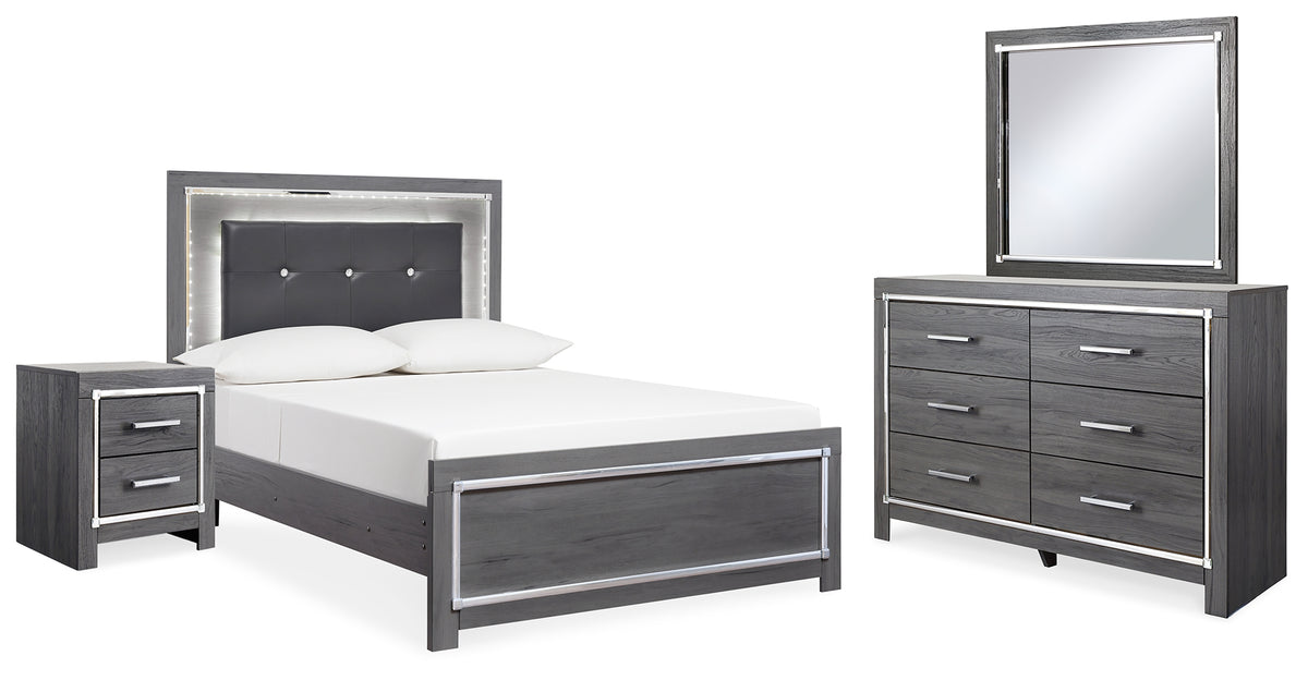 Furniture City Laplace - Ashley Furniture - Lodanna Full Upholstered Panel Bed, Dresser, Mirror, and Nightstand - Full Upholstered Panel Bed, Dresser, Mirror, and Nightstand - B214B22