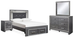 Furniture City Laplace - Ashley Furniture - Lodanna Full Upholstered Panel Storage Bed, Dresser, Mirror, and Nightstand - Full Upholstered Panel Storage Bed, Dresser, Mirror, and Nightstand - B214B23
