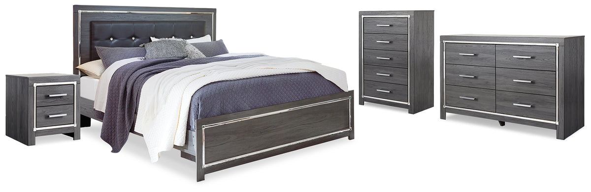 Furniture City Laplace - Ashley Furniture - Lodanna King Upholstered Panel Bed, Dresser, Chest and 2 Nightstands - King Upholstered Panel Bed, Dresser, Chest and 2 Nightstands - B214B43