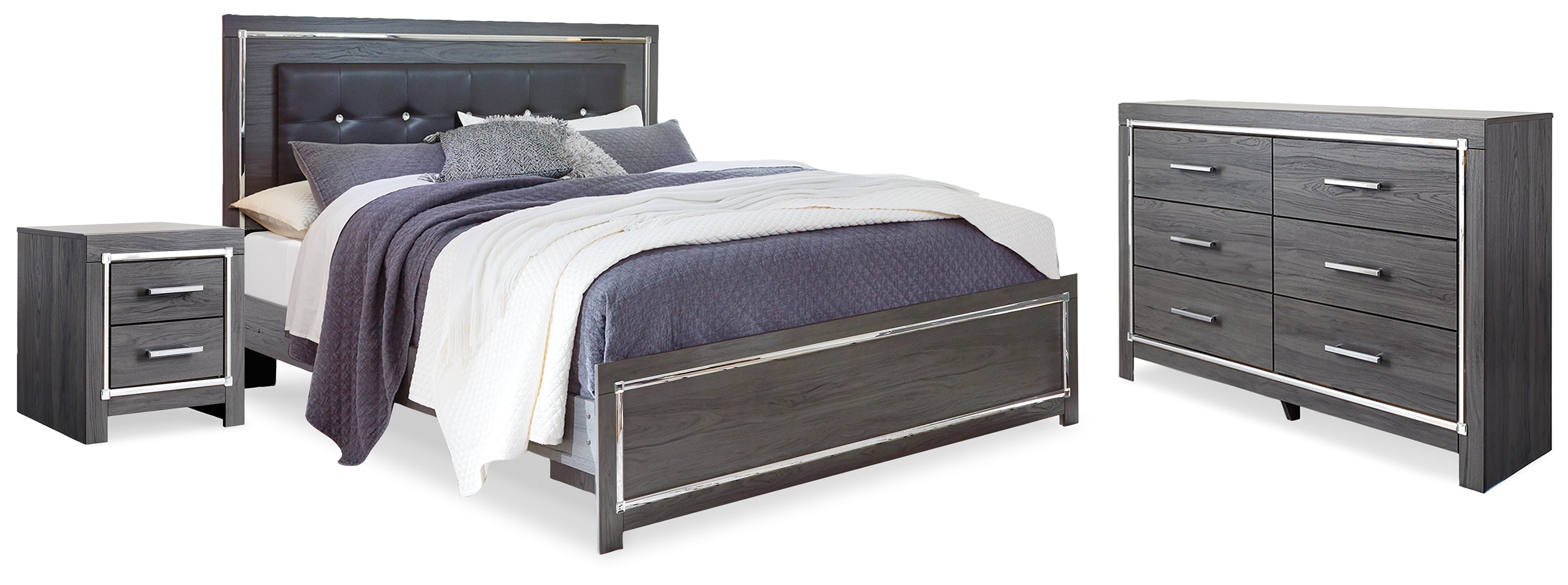 Furniture City Laplace - Ashley Furniture - Lodanna King Upholstered Panel Bed, Dresser and Nightstand - King Upholstered Panel Bed, Dresser and Nightstand - B214B27