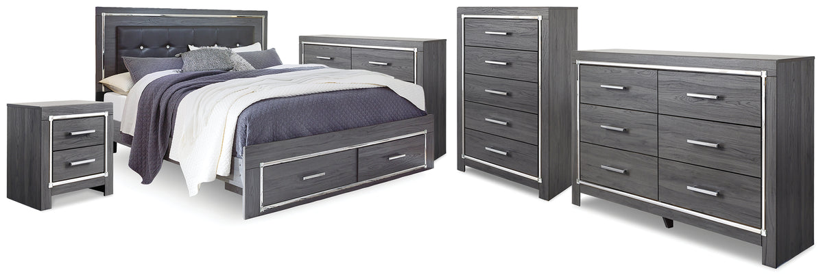 Furniture City Laplace - Ashley Furniture - Lodanna King Storage Bed, 2 Dressers, Cheat and Nightstand - King Storage Bed, 2 Dressers, Cheat and Nightstand - B214B50