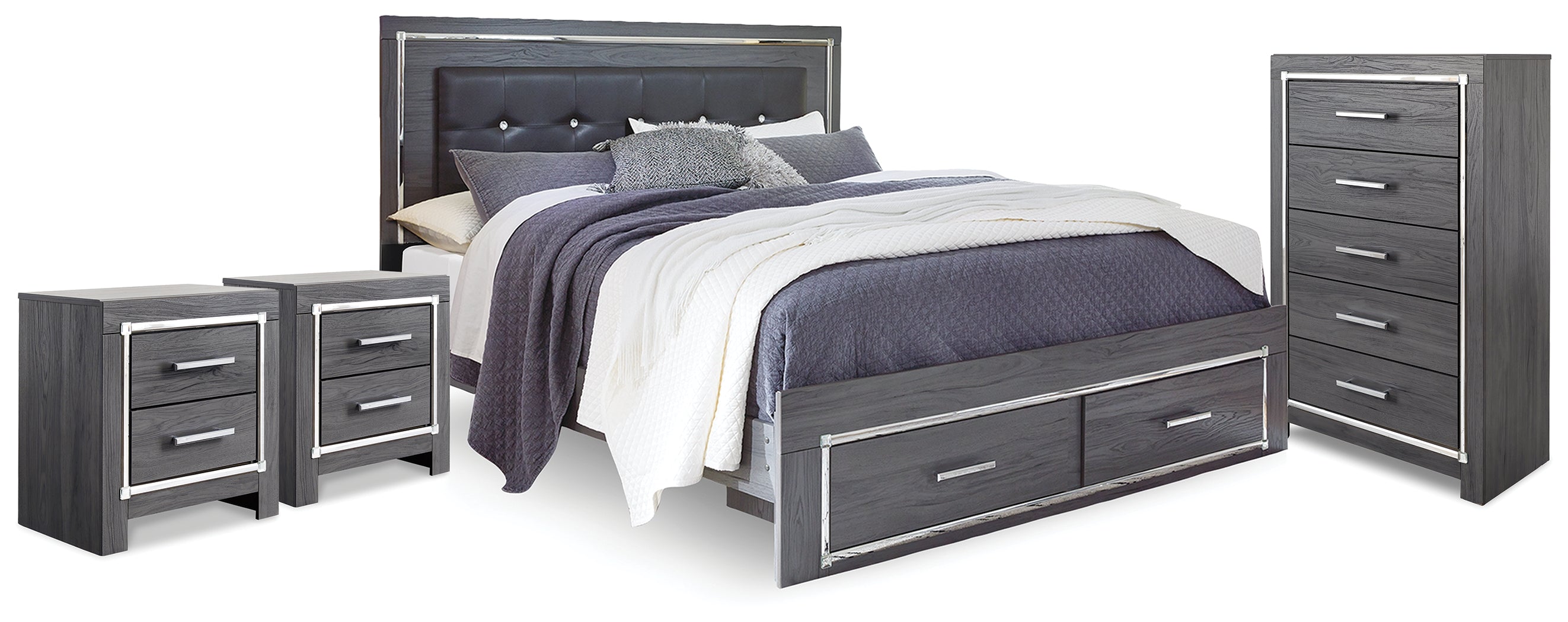 Furniture City Laplace - Ashley Furniture - Lodanna King Storage Bed, Chest and 2 Nightstands - King Storage Bed, Chest and 2 Nightstands - B214B47