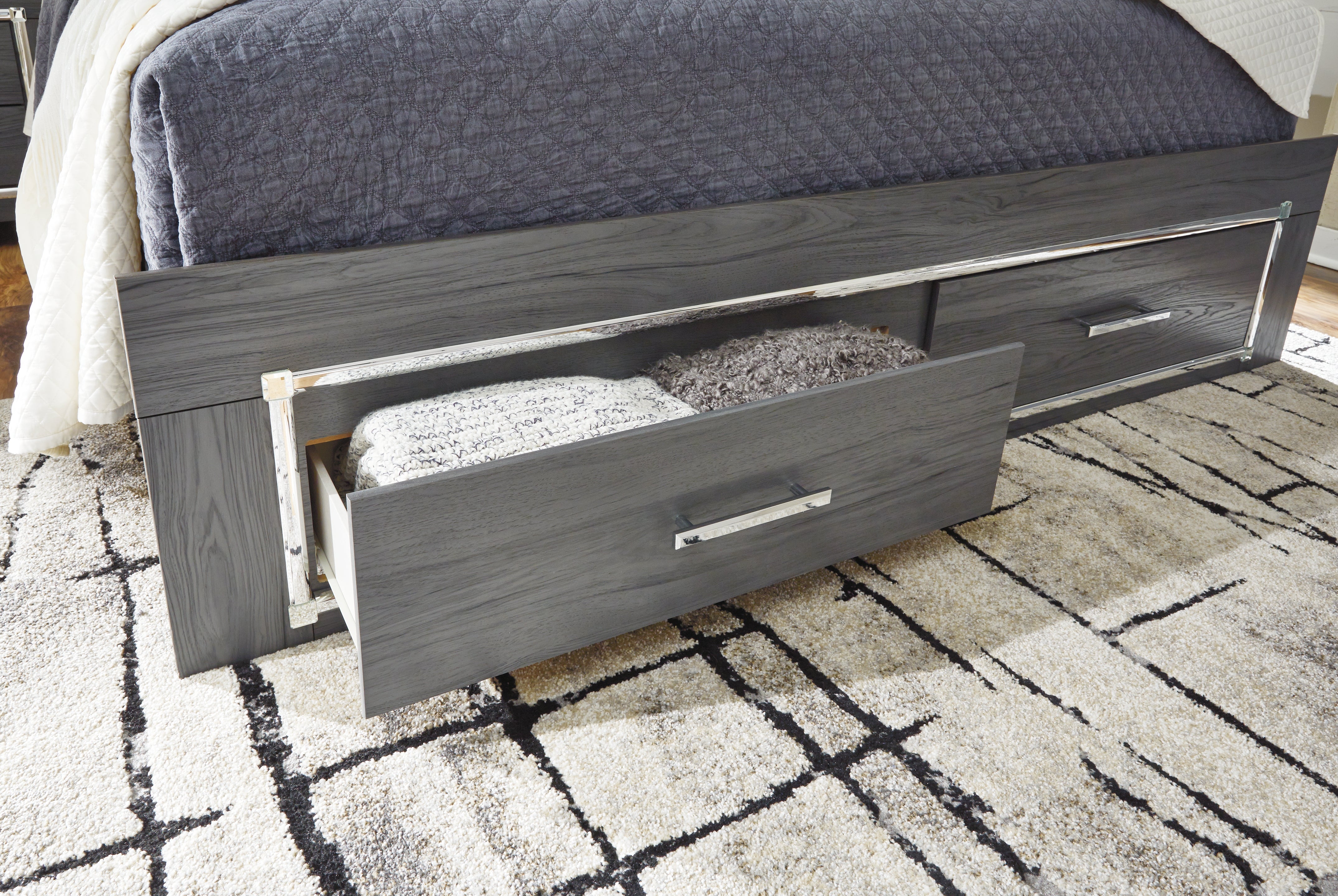 Furniture City Laplace - Ashley Furniture - Lodanna Bedroom - Full Panel Bed with 2 Storage Drawers / Gray - B214B5