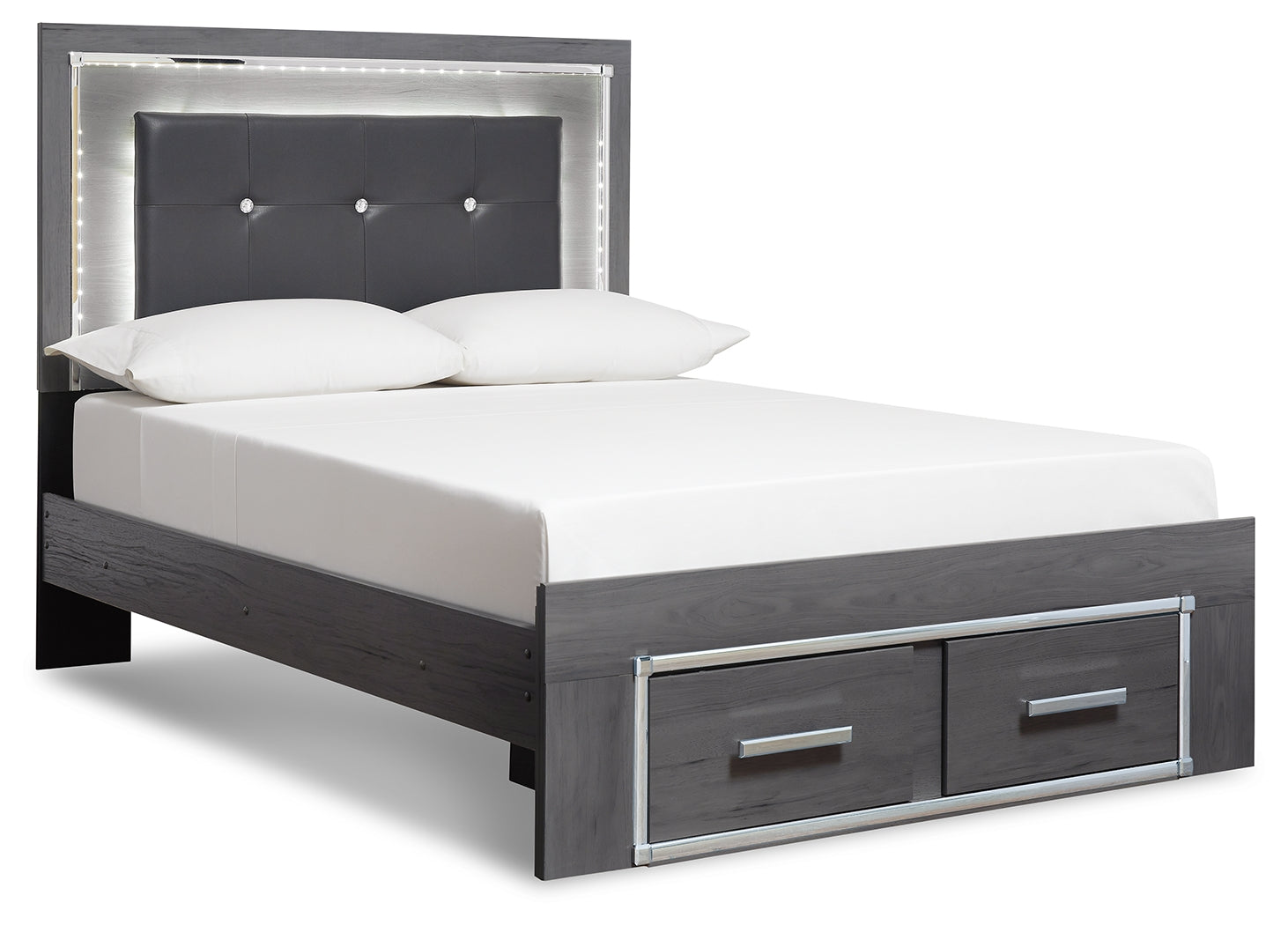 Furniture City Laplace - Ashley Furniture - Lodanna Bedroom - Full Panel Bed with 2 Storage Drawers / Gray - B214B5