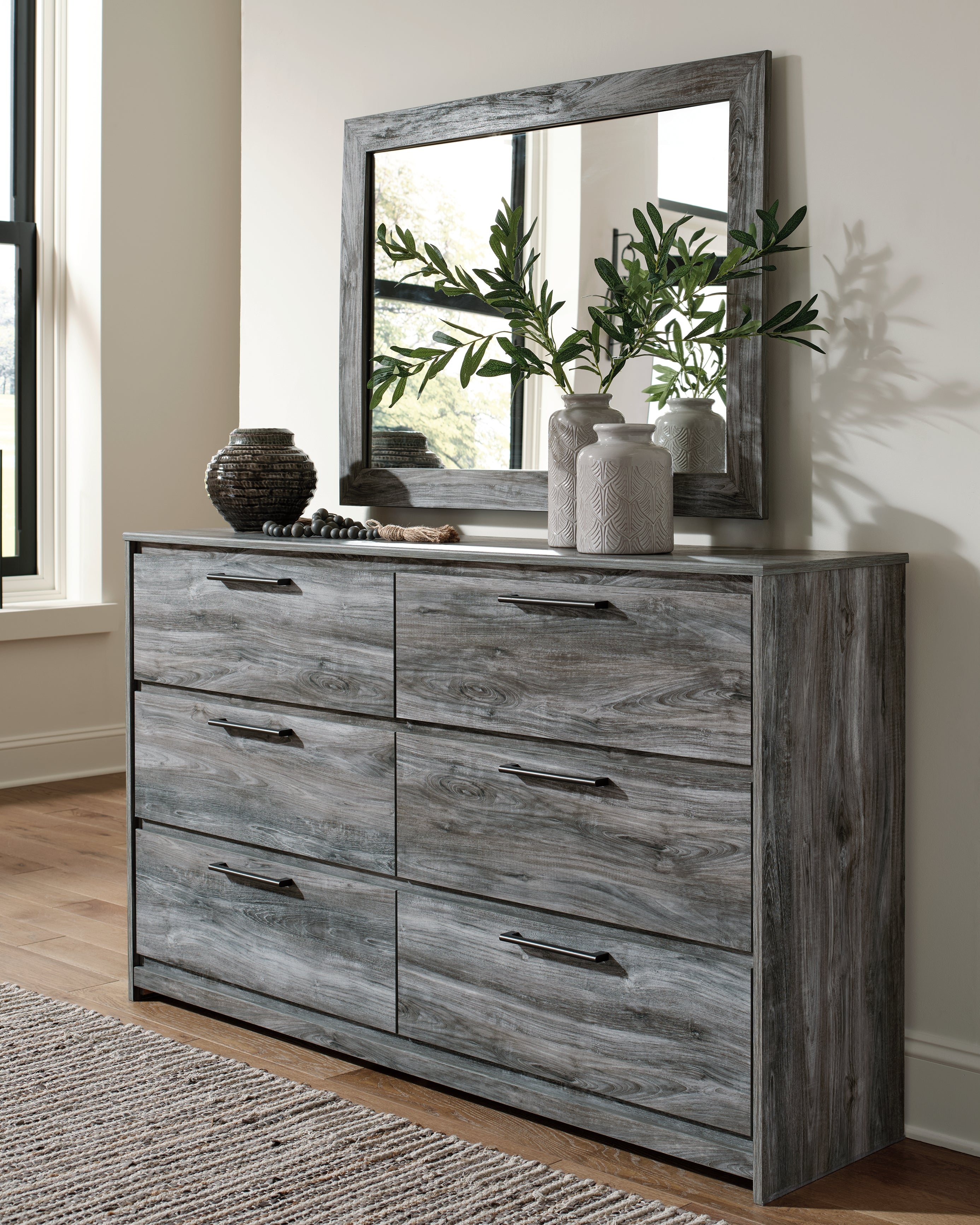 Furniture City Laplace - Ashley Furniture - Baystorm Bedroom - Dresser and Mirror / Gray - B221B30