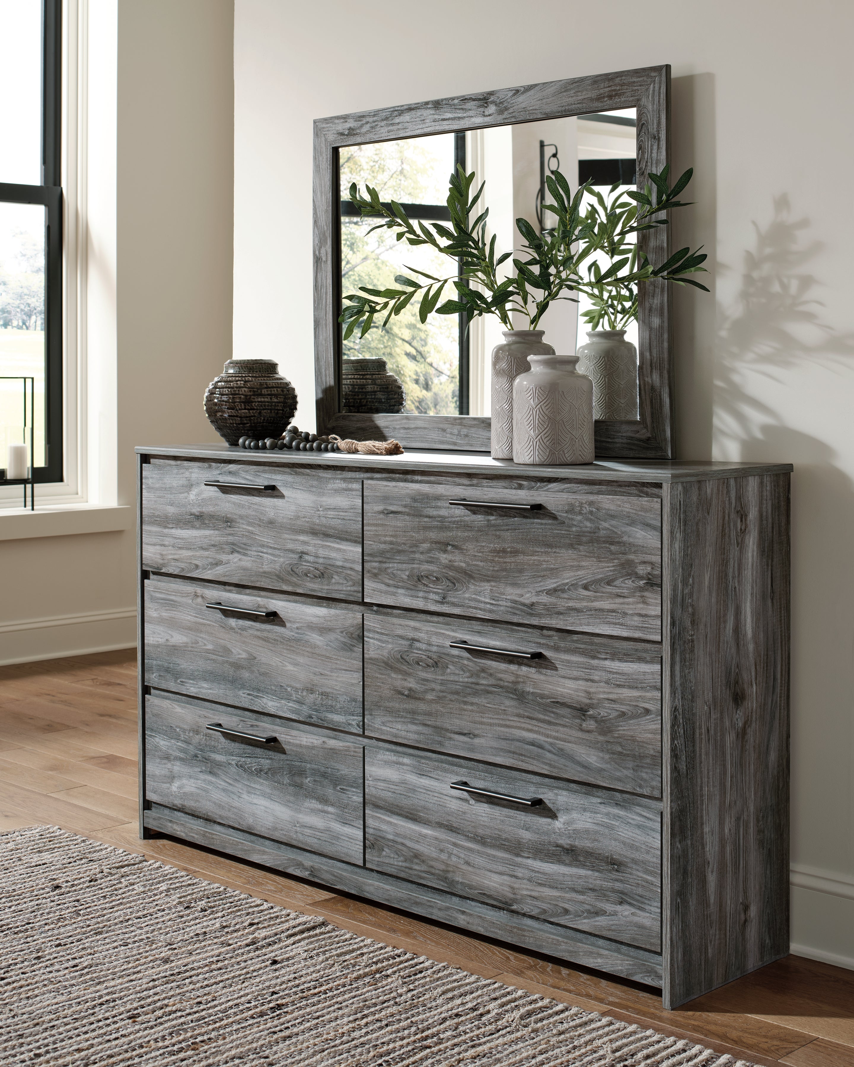 Furniture City Laplace - Ashley Furniture - Baystorm Bedroom - Dresser and Mirror / Gray - B221B30