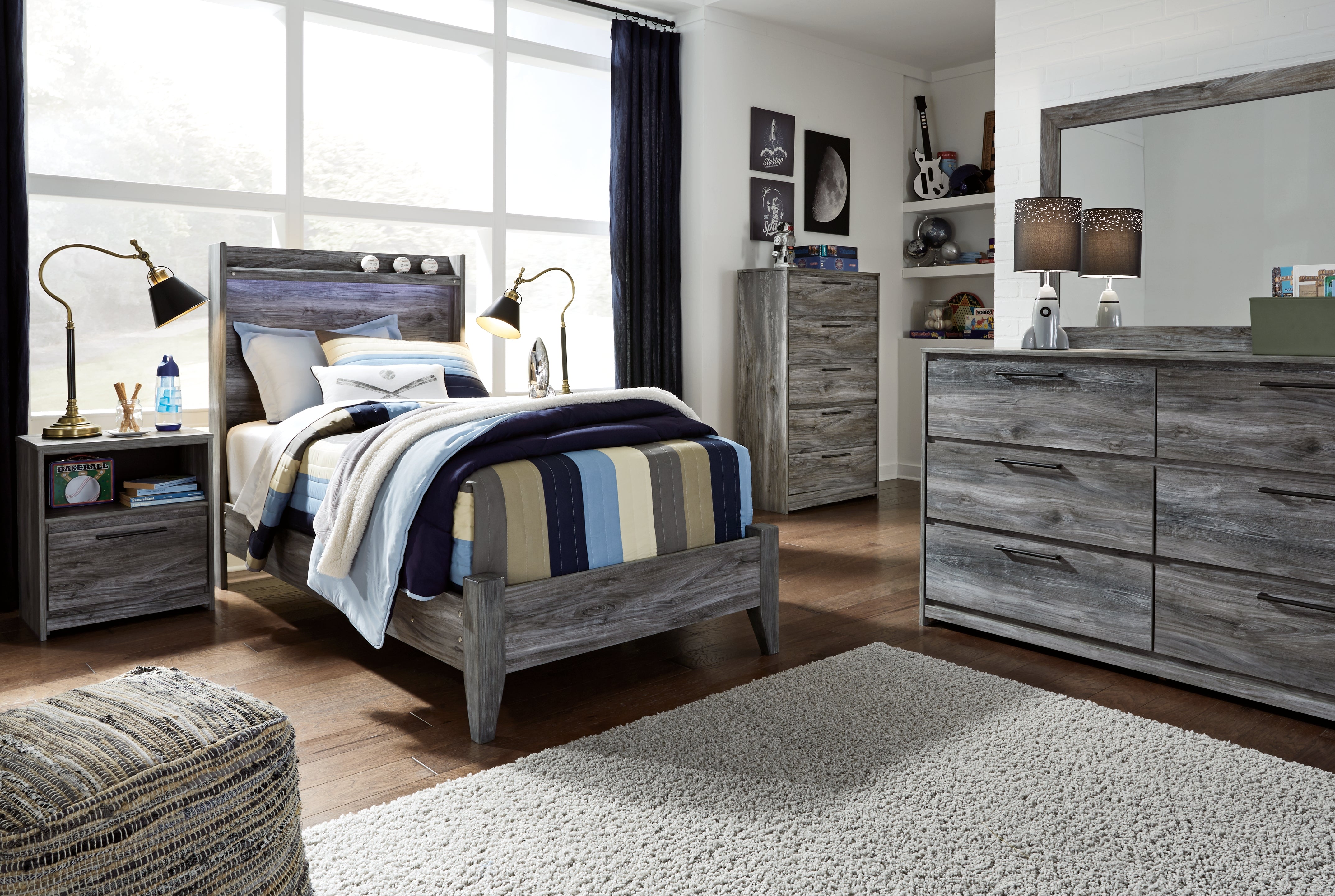 Furniture City Laplace - Ashley Furniture - Baystorm Bedroom - Twin Panel Bed / Gray - B221B20