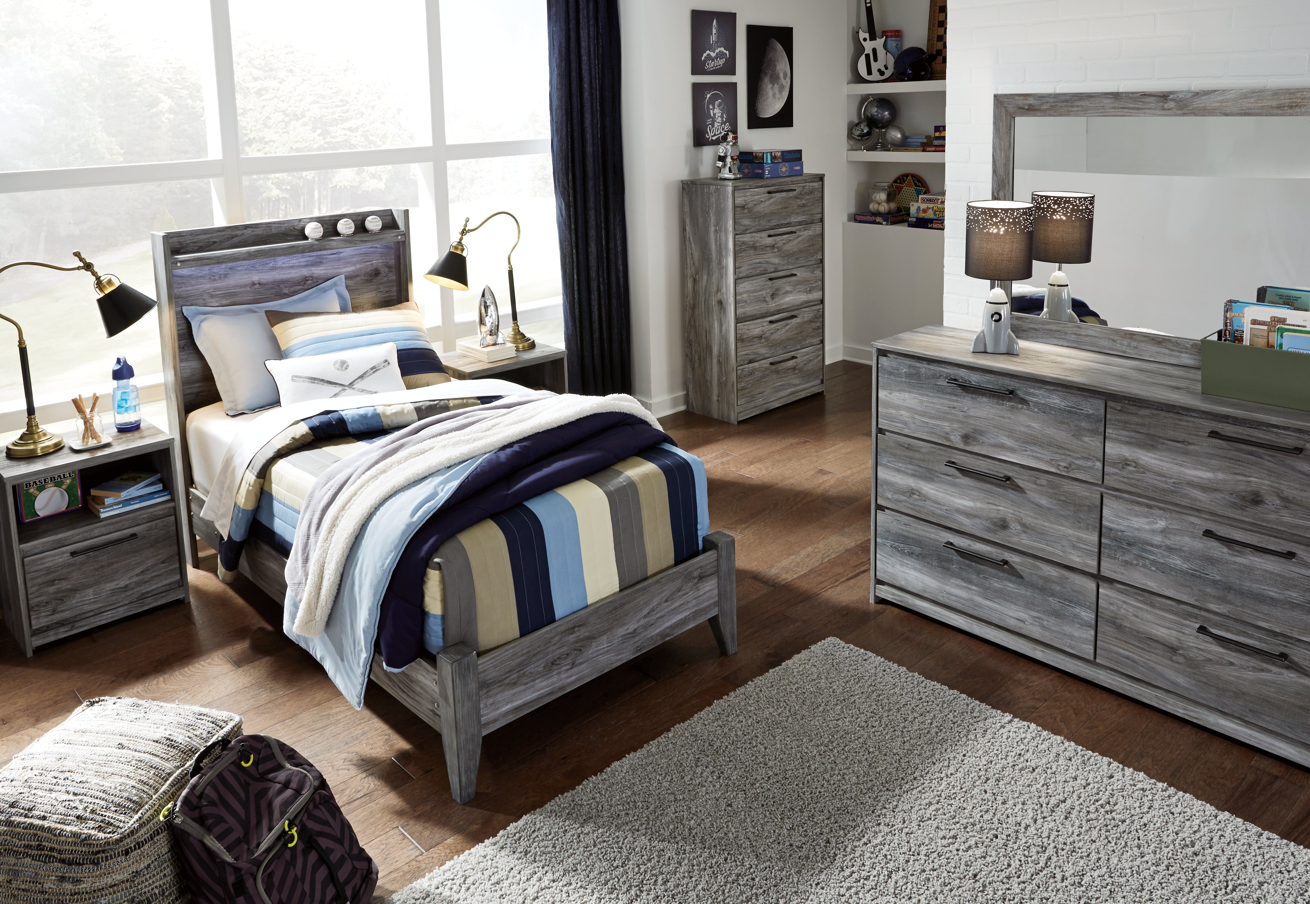 Furniture City Laplace - Ashley Furniture - Baystorm Bedroom - Twin Panel Bed / Gray - B221B20