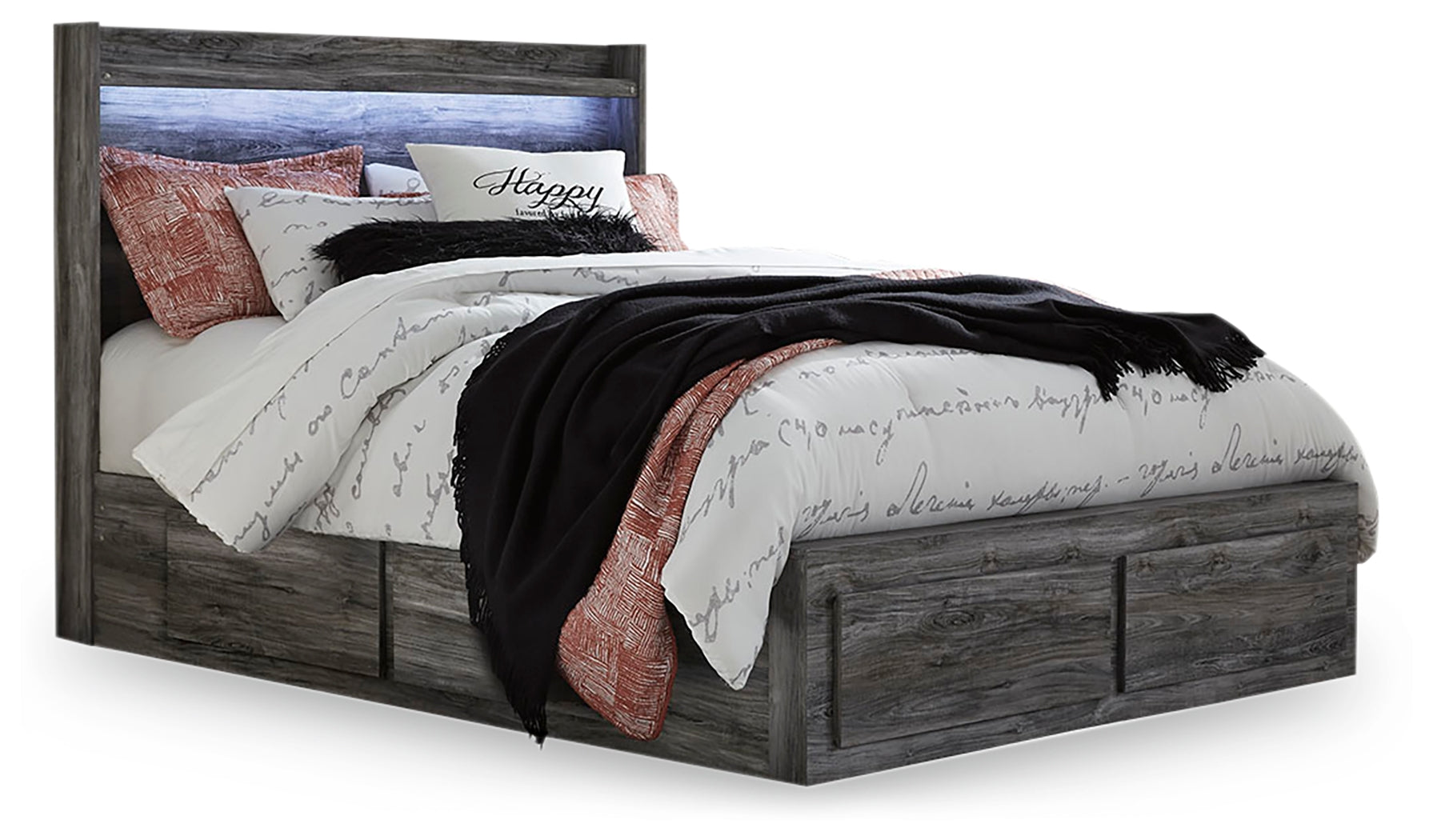 Furniture City Laplace - Ashley Furniture - Baystorm Bedroom - Queen Panel Bed with 4 Storage Drawers / Gray - B221B13
