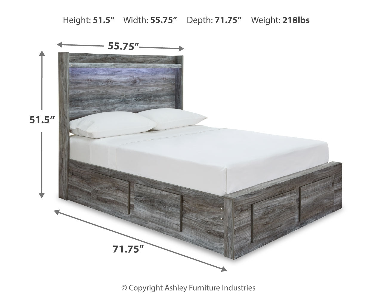 Furniture City Laplace - Ashley Furniture - Baystorm Bedroom - Full Panel Bed with 6 Storage Drawers / Gray - B221B27