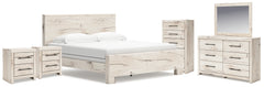 Furniture City Laplace - Ashley Furniture - Lawroy King Panel Bed, Dresser, Mirror, Chest and Nightstand - King Panel Bed, Dresser, Mirror, Chest and Nightstand - B2310B48
