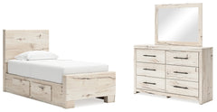 Furniture City Laplace - Ashley Furniture - Lawroy Twin Panel Bed with Storage, Dresser and Mirror - Twin Panel Bed with Storage, Dresser and Mirror - B2310B36