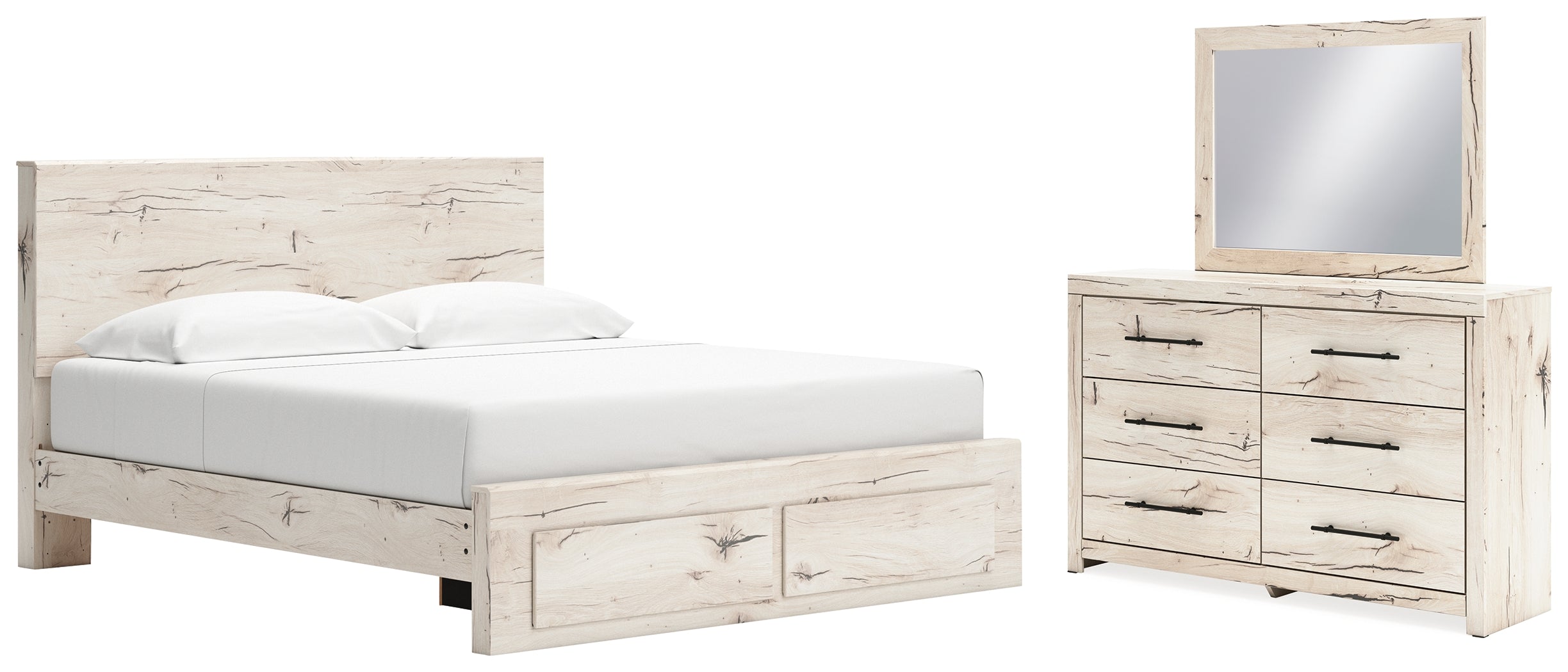 Furniture City Laplace - Ashley Furniture - Lawroy King Panel Storage Bed, Dresser and Mirror - King Panel Storage Bed, Dresser and Mirror - B2310B32