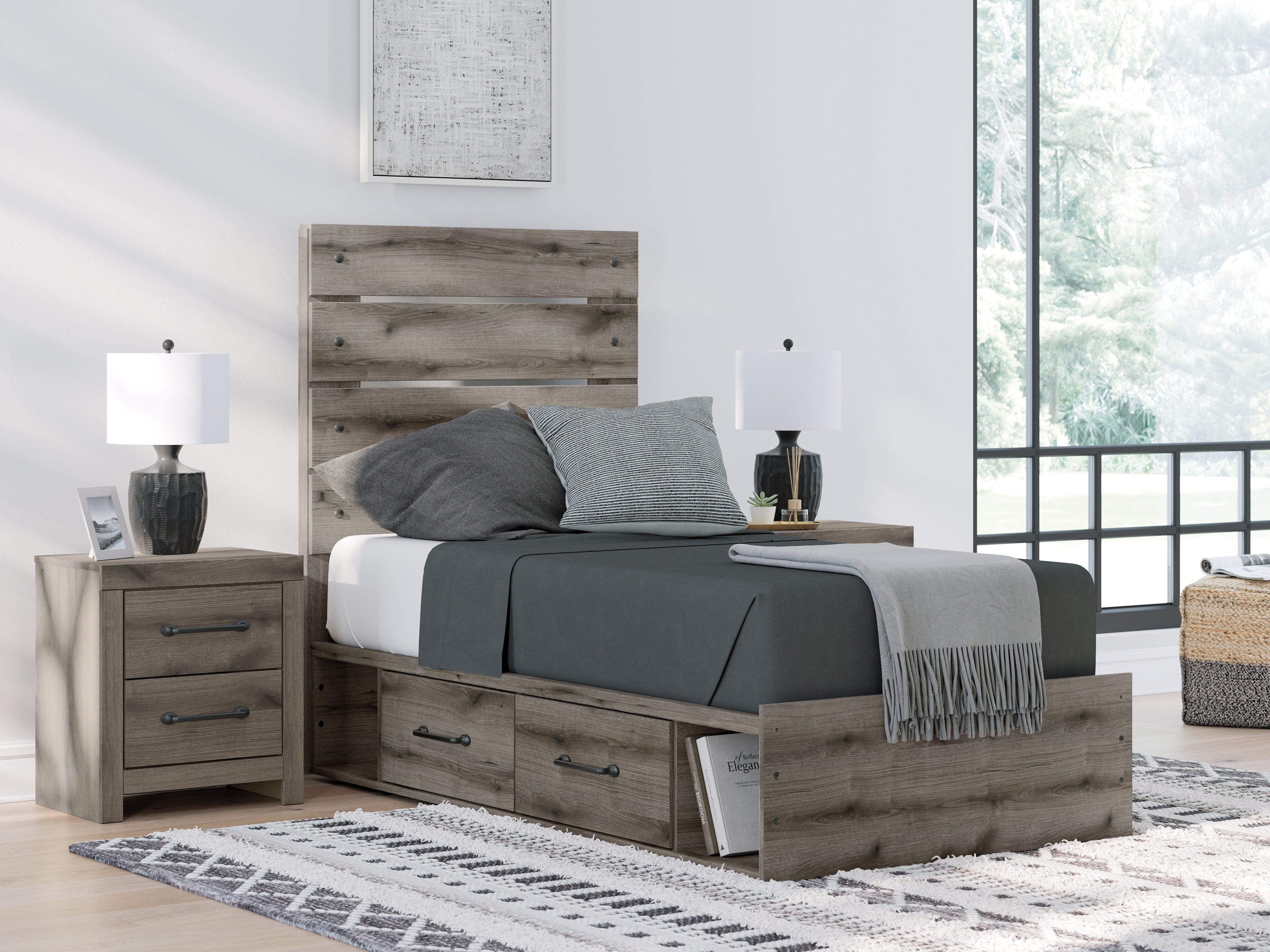 Furniture City Laplace - Ashley Furniture - Graystorm Bedroom - Twin Panel Storage Bed - PCB2405B18