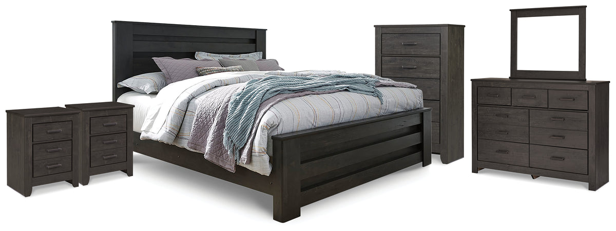 Furniture City Laplace - Ashley Furniture - Brinxton King Panel Bed, Dresser Mirror, Chest and 2 Nightstands - King Panel Bed, Dresser Mirror, Chest and 2 Nightstands - B249B23