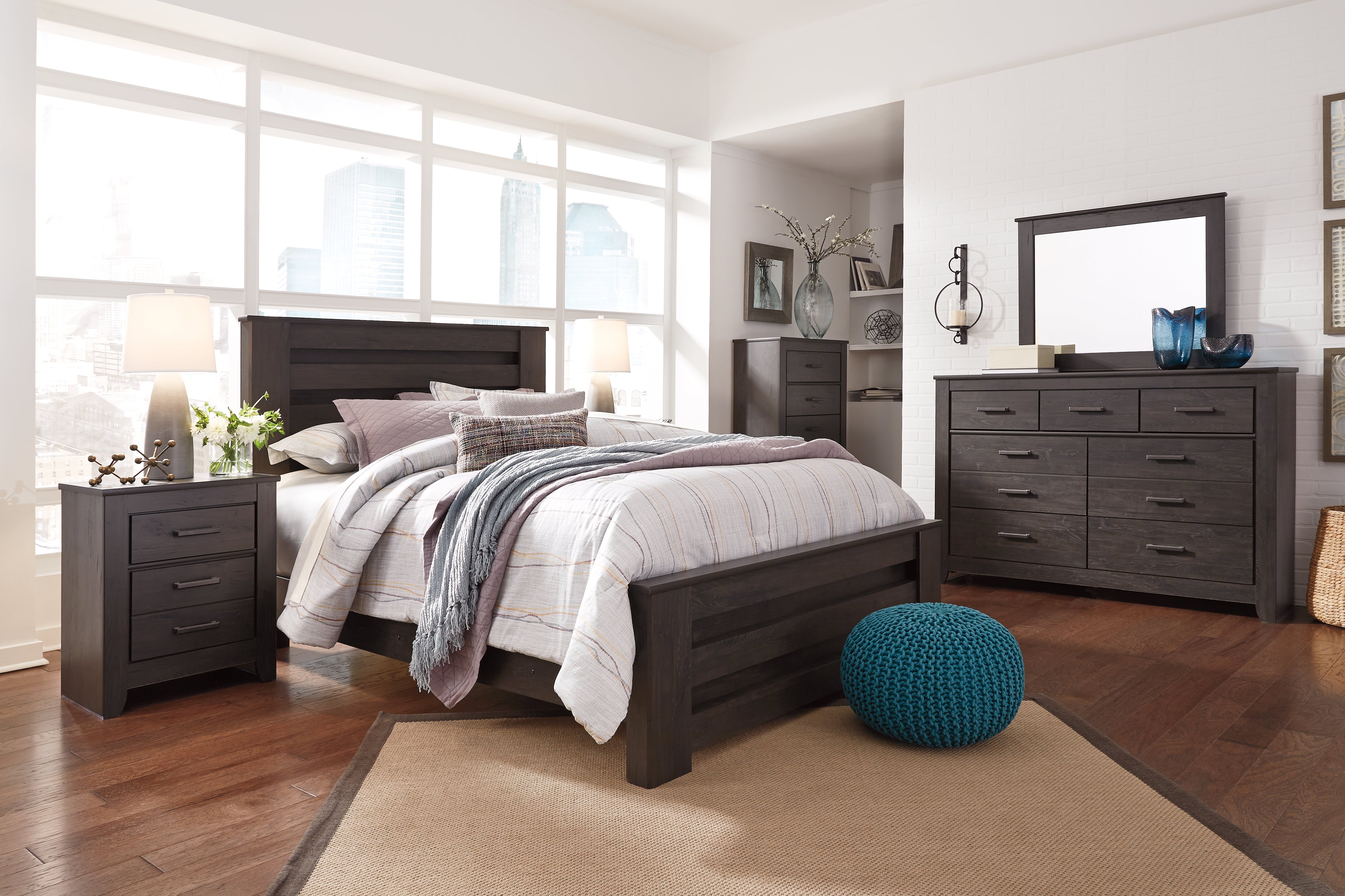 Furniture City Laplace - Ashley Furniture - Brinxton Bedroom - Dresser and Mirror / Charcoal - B249B1
